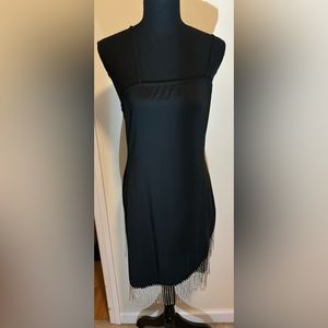 Little Black Dress with Crystal Fringes-Size XL